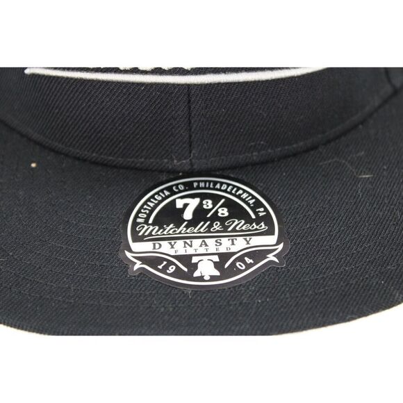 Mitchell & Ness Black Gray Dynasty Foundation Script Fitted Hat Cap 7 3/8 New - Picture 3 of 9